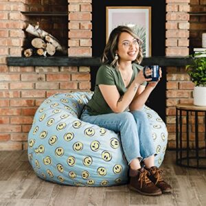 Big Joe Fuf Medium Foam Filled Bean Bag Chair with Removable Cover, Smiley Face Plush, Soft Polyester, 3 feet Big