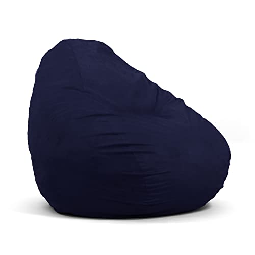 Big Joe Lotus Foam Filled Teardrop Bean Bag Chair with Removable Cover, Navy Plush, Soft Polyester, 4 feet Big