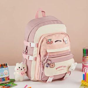 MONDAYLUCY Kawaii Backpack For School Cute Aesthetic Kids Backpacks For Girls Elementary Kindergarten With Kawaii Pin And Accessories Chains Mochilas Escolares Para Niñas