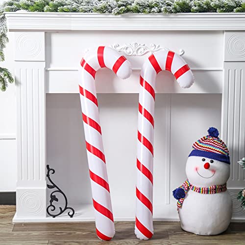 2pcs Inflatable Candy Canes Balloons for Christmas Candy Cane Decorations - Large Pool Floats Outdoor Candy Canes Balloons for Candy Cane Christmas Decorations