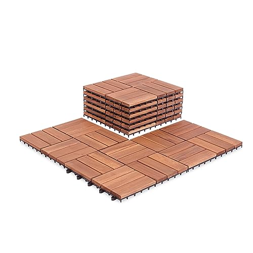 SSR VINA Acacia Deck Tiles, Interlocking Floor Tiles, Patio Tiles, Deck Tiles, Outdoor Tiles for Patio, Interlocking Deck Tiles, Balcony Tiles, Easy Deck (Pack of 9, 12"x12")