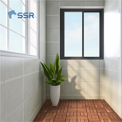 SSR VINA Acacia Deck Tiles, Interlocking Floor Tiles, Patio Tiles, Deck Tiles, Outdoor Tiles for Patio, Interlocking Deck Tiles, Balcony Tiles, Easy Deck (Pack of 9, 12"x12")