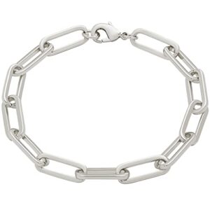 amazon essentials silver plated chunky chain link bracelet 7.5", silver