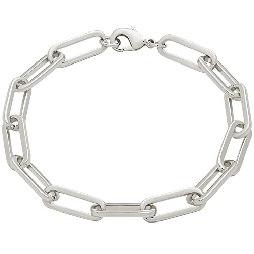 Amazon Essentials Silver Plated Chunky Chain Link Bracelet 7.5", Silver