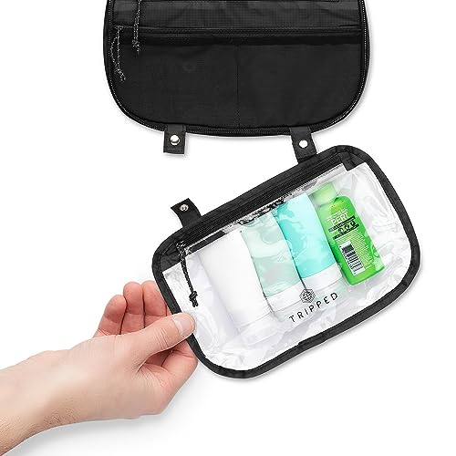 Toiletry Bag Kit Set: Hanging Travel Toiletry Bag + 311 TSA Cosmetic Liquid Bag + Ultralight Accessory Organizer Pouch (Black Ripstop)