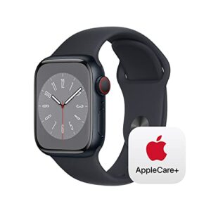 apple watch series 8 gps + cellular 41mm midnight aluminium case with midnight sport band - s/m with applecare+ (2 years)