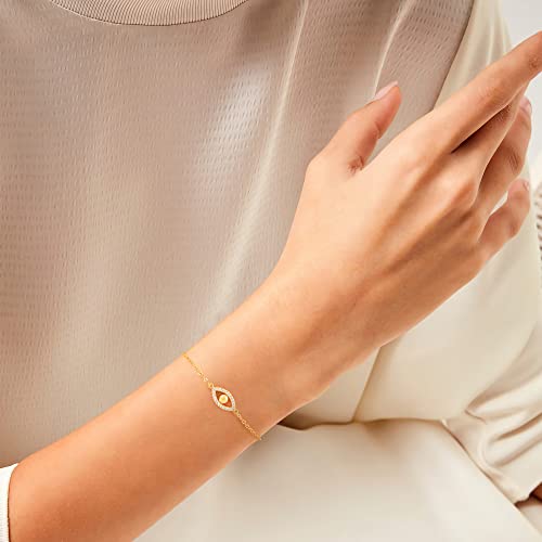 Gold Bracelets for Women, 14k Gold Plated Figaro Chain Braclelets for Women Dainty Gold Bracelets for Women Simple Gold Bracelet Thin Bracelets for Women Teen Girls Jewerly Gifts