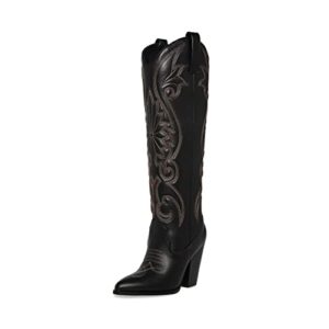 steve madden women's lasso western boot, black multi, 7.5