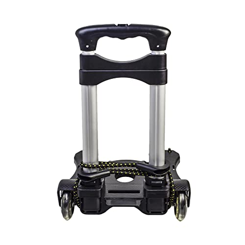 LOOVIU Hand Truck Portable Luggage Cart, Folding Lightweight Aluminum Portable Dolly with Mute Caster Wheel for Moving Travel and Office Use (Black)