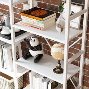 IRONCK Bookcases and Bookshelves Triple Wide 5 Tiers Industrial Bookshelf, Large Etagere Bookshelf Open Display Shelves with Metal Frame