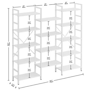 IRONCK Bookcases and Bookshelves Triple Wide 5 Tiers Industrial Bookshelf, Large Etagere Bookshelf Open Display Shelves with Metal Frame