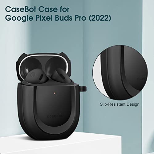 CaseBot Case Cover for Google Pixel Buds Pro 2022, Rugged Shield Protective Skin [Front LED Visible], Black