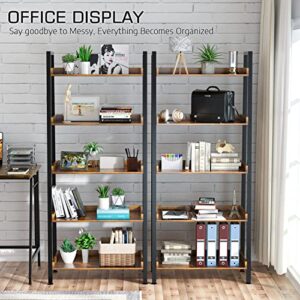 ASTARTH Ladder Shelf-5 Tier Bookshelves w/Open Shelf for Storage, Industrial Bookshelf & Tall Ladder Shelf-Metal Frame for Bedroom, Living Room, Kitchen-67.3'' H, Easy Assembly, Rustic Brown