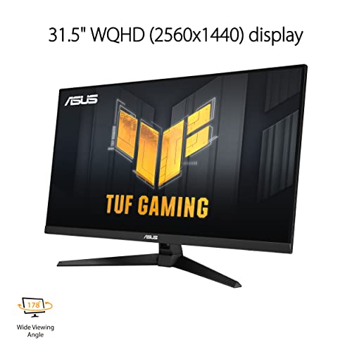 ASUS TUF Gaming 31.5” 1440P HDR Monitor (VG32AQA1A) - QHD (2560 x 1440), 170Hz, 1ms, Extreme Low Motion Blur, FreeSync Premium, DisplayPort, HDMI, HDR-10, Shadow Boost, VESA Wall Mountable,Black