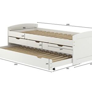 ADEPTUS Solid Wood Twin Day Bed with Trundle and Drawers
