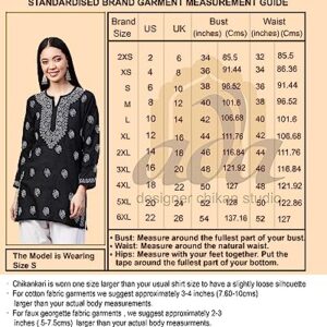 Ada Hand Embroidered Indian Chikankari Straight Cotton Tunic Top Kurti Shirt for Women A534584 (Grey, Medium)