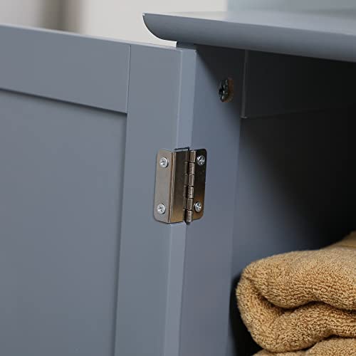 HOMCOM Under Sink Bathroom Cabinet with 2 Doors and Shelf, Pedestal Sink Bathroom Vanity Cabinet, Gray