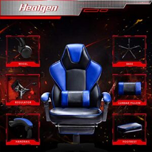 HEALGEN Gaming Chair with Footrest Gamer Chair with Massage Lumbar Support PU Leather Computer Chair Ergonomic Chair Video Game Chairs Gaming Chair for Adults