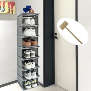 meixinzhi narrow shoe rack, 8 tiers vertical shoe rack shoe tower tall slim shoe rack storage organizer for closet entryway space saving corner shoe shelf
