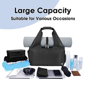 sportsnew Yoga Gym Bags for Women with Shoes Compartment and Wet Dry Storage Pockets with Adjustable Yoga Mat Holder, Black