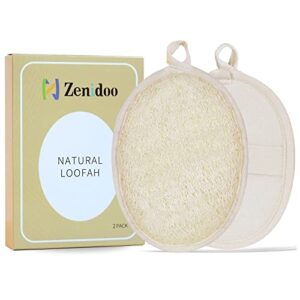 natural loofah sponge exfoliating body scrubber for shower,zenidoo bath shower loofa sponge for women and men,made with eco-friendly and biodegradable luffa pads,large size(2 pack)