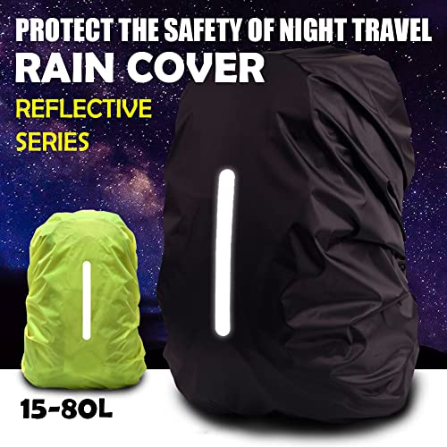 HYCOPROT Waterproof Backpack Rain Cover(10-85L) Ultralight Compact Portable,Hi-Visibility with Reflective Strip Anti-dust for Hiking Camping Cycling Traveling