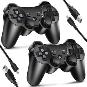 kujian game controller 2 pack wireless 6-axis dual motors high performance gaming controller for p3 with 2 usb charging cord
