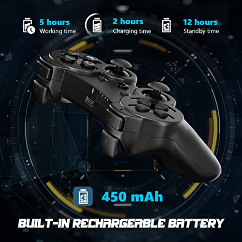 Kujian Game Controller 2 Pack Wireless 6-axis Dual Motors High Performance Gaming Controller for P3 with 2 USB Charging Cord