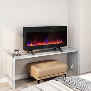 BELLEZE 36" Electric Fireplace Heater, 1400 W Recessed & Wall Mounted Electric Fireplace with Remote Control, Freestanding Heater with Adjustable Flame Color and Brightness, Timer, Touch Screen