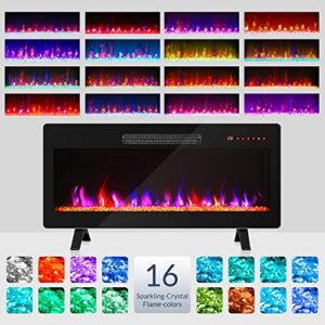 BELLEZE 36" Electric Fireplace Heater, 1400 W Recessed & Wall Mounted Electric Fireplace with Remote Control, Freestanding Heater with Adjustable Flame Color and Brightness, Timer, Touch Screen