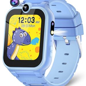 MAVREC TOYS Smart Watch for Kids, Kids Watch Toys Gifts for Kids Ages 3-12, Touch Screen Kids Smart Watch Boys with 2 Cameras 18 Games Alarm 12/24 Hr Video Music Player Pedometer Flashlight (Blue)