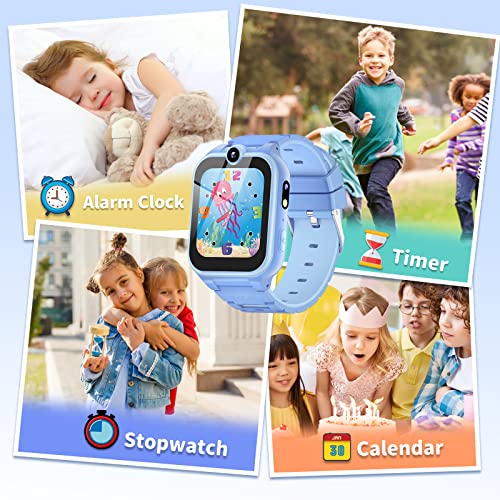 MAVREC TOYS Smart Watch for Kids, Kids Watch Toys Gifts for Kids Ages 3-12, Touch Screen Kids Smart Watch Boys with 2 Cameras 18 Games Alarm 12/24 Hr Video Music Player Pedometer Flashlight (Blue)