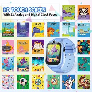 MAVREC TOYS Smart Watch for Kids, Kids Watch Toys Gifts for Kids Ages 3-12, Touch Screen Kids Smart Watch Boys with 2 Cameras 18 Games Alarm 12/24 Hr Video Music Player Pedometer Flashlight (Blue)