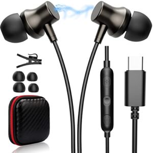 titacute usb c headphone wired earbuds for samsung a53 a54 galaxy z flip fold 5 s23 s22 s21 s20 fe google pixel 7 6 6a 7a oneplus in-ear noise canceling type c earphone corded headset with microphone