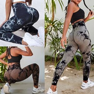 OVESPORT 3 Pack Tie Dye Seamless High Waisted Workout Leggings for Women Scrunch Butt Lifting Yoga Gym Athletic Pants