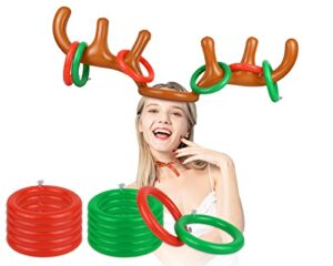 ds. distinctive style inflatable reindeer antler christmas party game hat antler ring toss game for xmas holiday party supplies favors (2 antlers 12 rings)