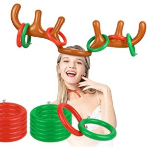 DS. DISTINCTIVE STYLE Inflatable Reindeer Antler Christmas Party Game Hat Antler Ring Toss Game for Xmas Holiday Party Supplies Favors (2 Antlers 12 Rings)