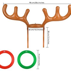 DS. DISTINCTIVE STYLE Inflatable Reindeer Antler Christmas Party Game Hat Antler Ring Toss Game for Xmas Holiday Party Supplies Favors (2 Antlers 12 Rings)