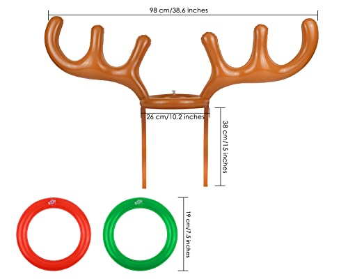 DS. DISTINCTIVE STYLE Inflatable Reindeer Antler Christmas Party Game Hat Antler Ring Toss Game for Xmas Holiday Party Supplies Favors (2 Antlers 12 Rings)