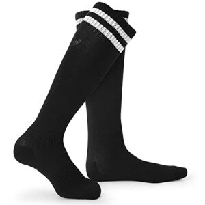 aoneky big kids age 8+ and youth long soccer socks (black)