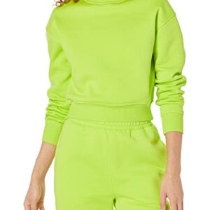 Amazon Essentials Women's Crop Drop Shoulder Sweatshirt (Available in Plus Size), Lime Green, Medium