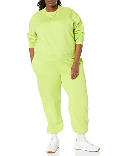 Amazon Essentials Women's Crop Drop Shoulder Sweatshirt (Available in Plus Size), Lime Green, Medium