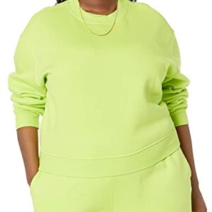 Amazon Essentials Women's Crop Drop Shoulder Sweatshirt (Available in Plus Size), Lime Green, Medium