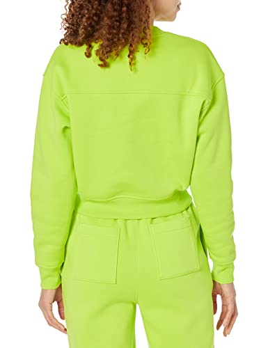 Amazon Essentials Women's Crop Drop Shoulder Sweatshirt (Available in Plus Size), Lime Green, Medium