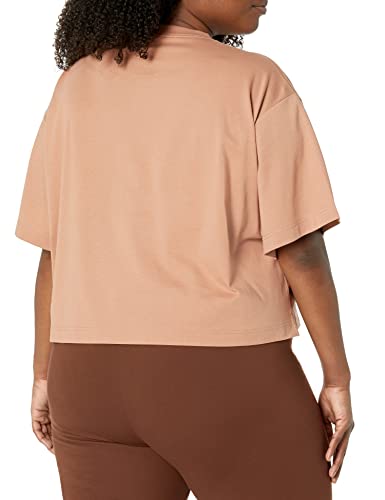 Amazon Essentials Women's Organic Cotton Drop Shoulder Relaxed Boxy Short-Sleeve T-Shirt (Available in Plus Size), Light Brown, Large