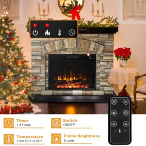 Electric Fireplace with Mantel, Tall Fire Place Heater Freestanding with Remote Control Timer LED Flame for Living Room Bedroom