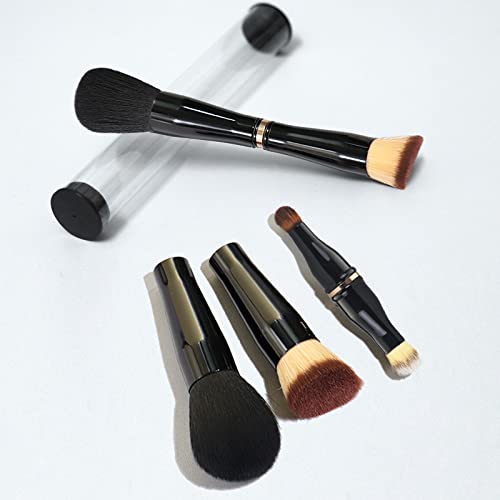 Velony Vacay 4 in 1 Makeup Brush Set, Travel Makeup Brushes Double Ended Foundation Brush, Eyeshadow Powder Brush, Face Cosmetic Brush for Foundation, Concealer, Powder