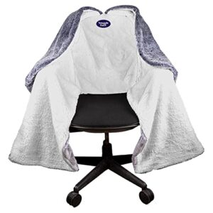 cozy chair blanket by snuggle back; chair blanket wrap attaches to any office chair for convenient warmth and heat. stay warm in the winter or summer. faux fur with fluffy sherpa (grey)