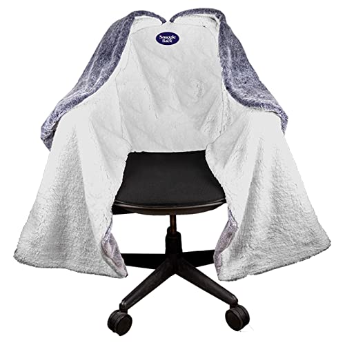 Cozy Chair Blanket by Snuggle Back; Chair Blanket Wrap Attaches to Any Office Chair for Convenient Warmth and Heat. Stay Warm In The Winter or Summer. Faux Fur with Fluffy Sherpa (Grey)