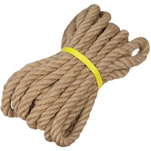 natural jute rope - 1/2 inch×25 feet - twisted manila rope - thick hemp rope for cat scratching posts, hammock, nautical, home decorating